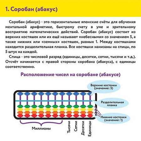 Счеты Абакус (соробан) белые ЮНЛАНДИЯ "Ментальная арифметика", 13 разрядов, кнопка обнуления, 106238 