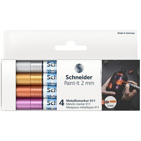 Набор маркеров для декорирования Schneider "Paint-It 011" 04цв., металлик, 2,0мм 