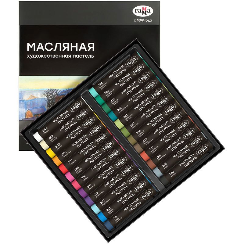 Пастель масляная Гамма, 24 цвета, картон. упаковка