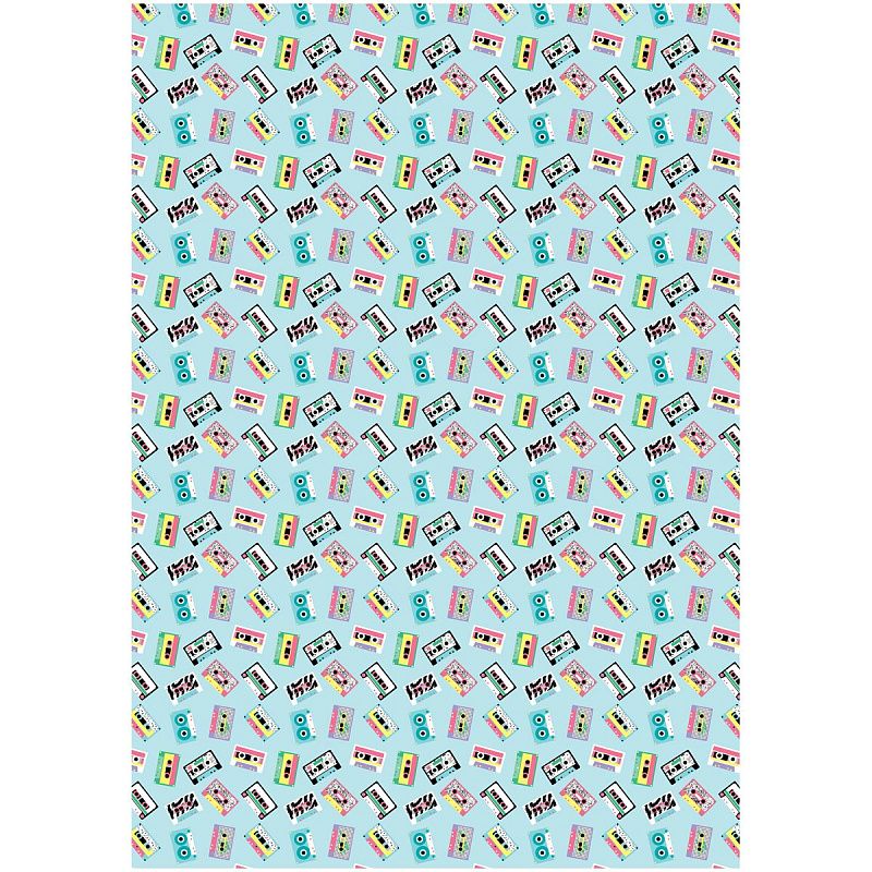 Упаковочная бумага глянц. 70*100см, MESHU "Кассеты", 80г/м2