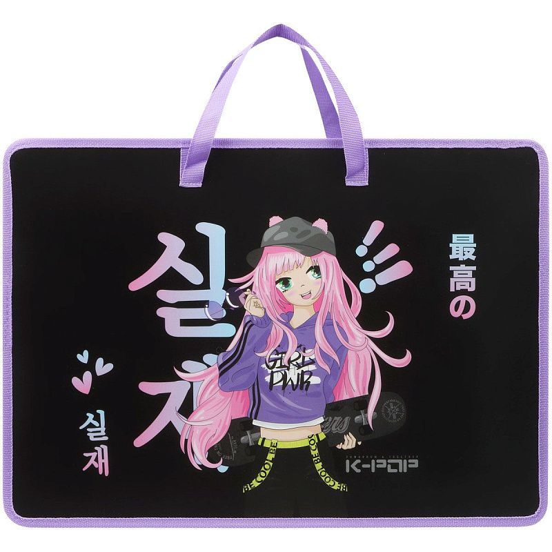 Папка для чертежей и рисунков А3 ArtSpace "Girl PWR", пластик, 85мм, на молнии 