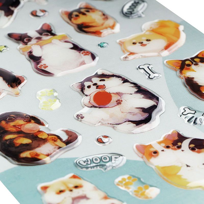 Наклейки гелевые MESHU  "Cute Dog" , 10*23см, инд. уп., европодвес