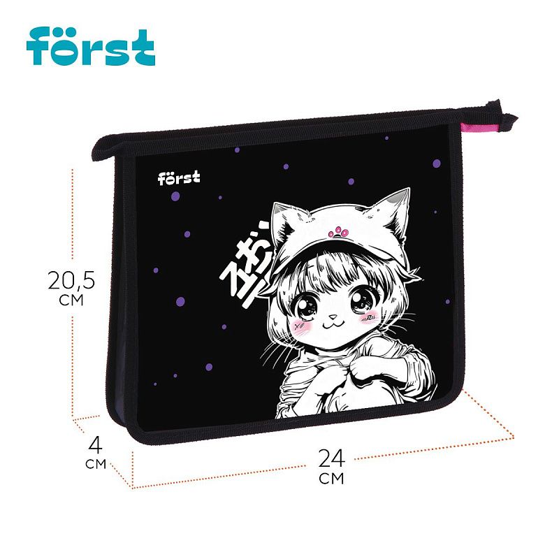 Папка для тетрадей 1 отделение, А5 Först "Plush Dream" , 240*205*40 мм, пластик, на молнии 