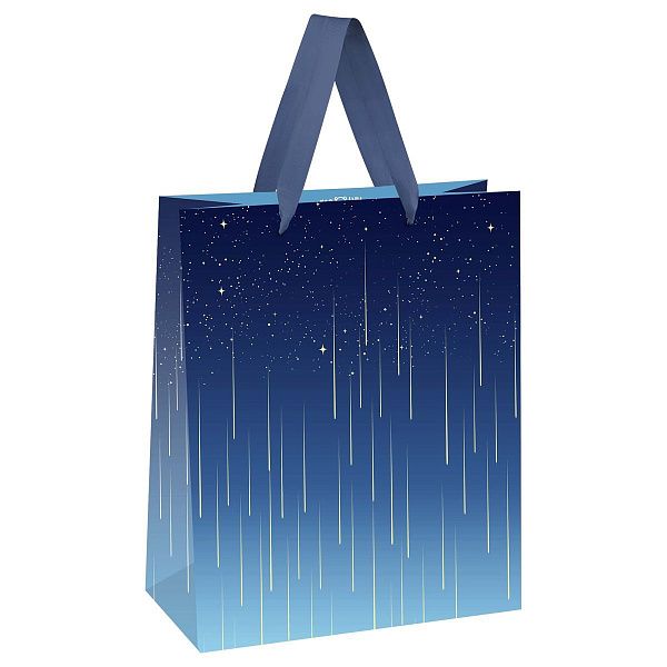 Пакет подарочный 18*23*10см MESHU "Star rain", фольга, матовая ламинация