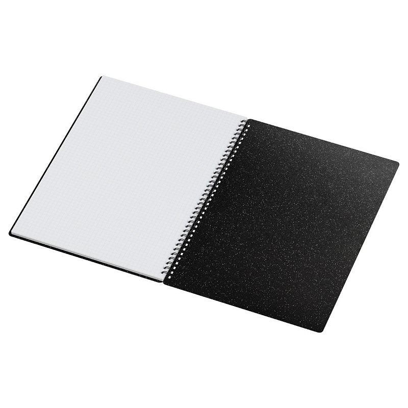 Тетрадь 80л., А4, клетка, на гребне BG "Glitter", пластиковая обложка, черный