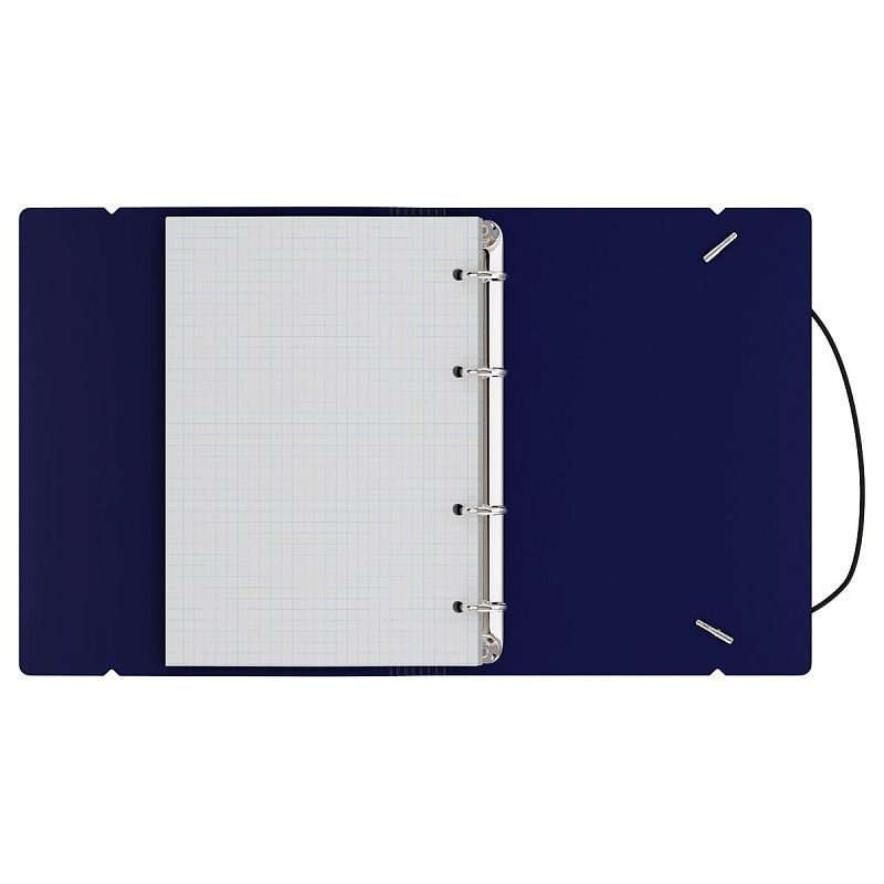 Тетрадь на кольцах А5, 120л., BG "Base", пластиковая обложка, синий, с резинкой