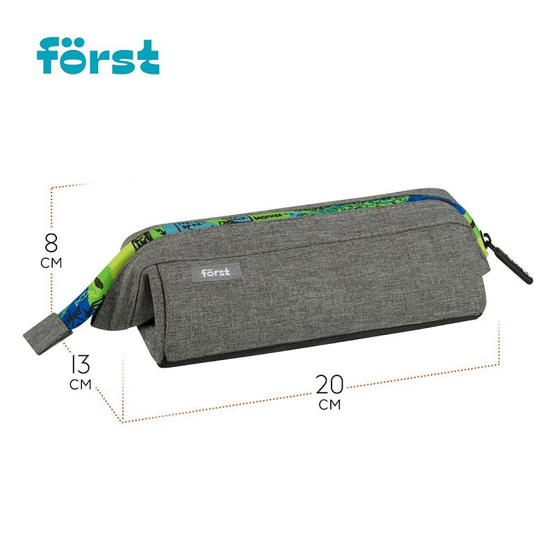 Пенал мягкий 1 отделение, 200*130*80 Först "Graffiti", полиэстер 