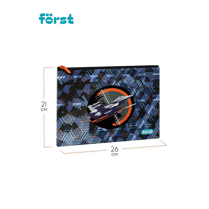 УЦЕНКА - Папка текстильная А5 Först "Orange Plane", 255*205мм, 1 отделение, полиэстер (осн 352128) 