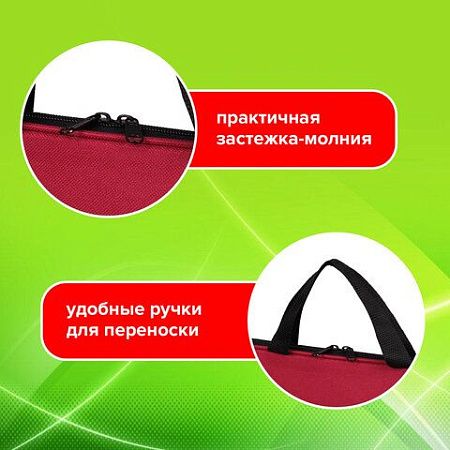 Папка на молнии с ручками STAFF EVERYDAY, А4, полиэстер, бордовая, 270738 
