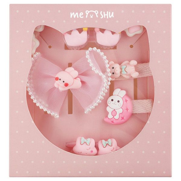 Набор аксессуаров для волос MESHU, светло-розовый, 11 предметов, картонный бокс