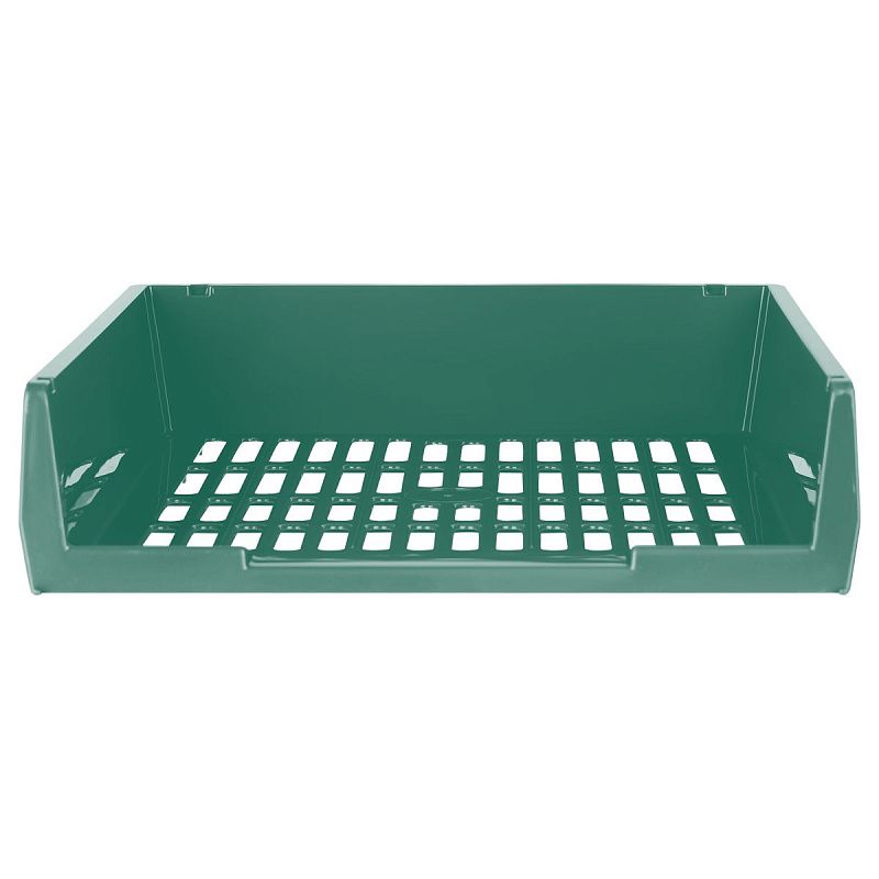 Лоток для бумаг горизонтальный СТАММ "Респект", сетчатый, темно-зеленый