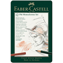 Набор художественных изделий Faber-Castell "Pitt Monochrome", 12 предметов, метал. коробка