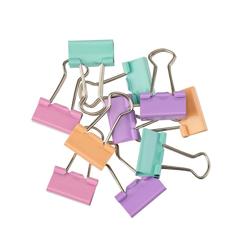 Зажимы для бумаг 19мм, MESHU "Pastel", 10шт., ассорти, пакет с замком зип лок, европодвес
