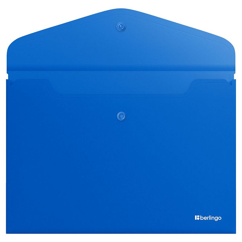 Папка-конверт на кнопке Berlingo "Soft Touch", А4, 200мкм, софт-тач, синяя 