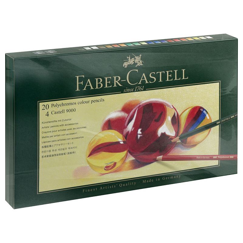 Карандаши цветные художественные Faber-Castell "Polychromos", 20цв.+ 4ч/г заточен., студийная коробка