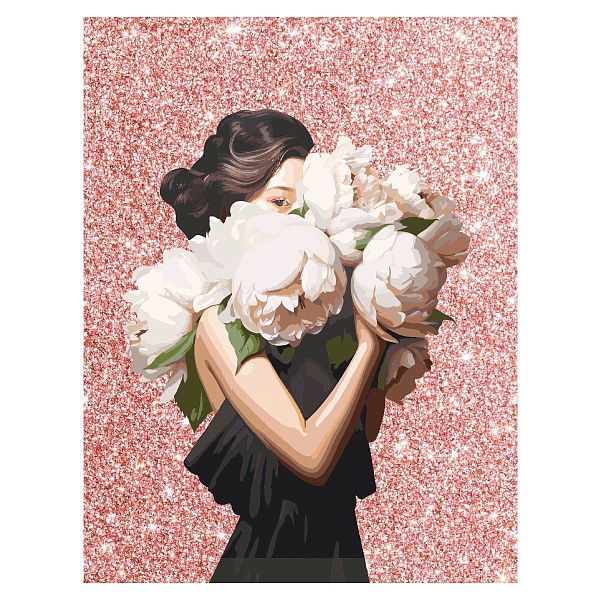 Картина по номерам на холсте с глиттером ТРИ СОВЫ "Тайна взгляда", 30*40, с акриловыми красками и кистями