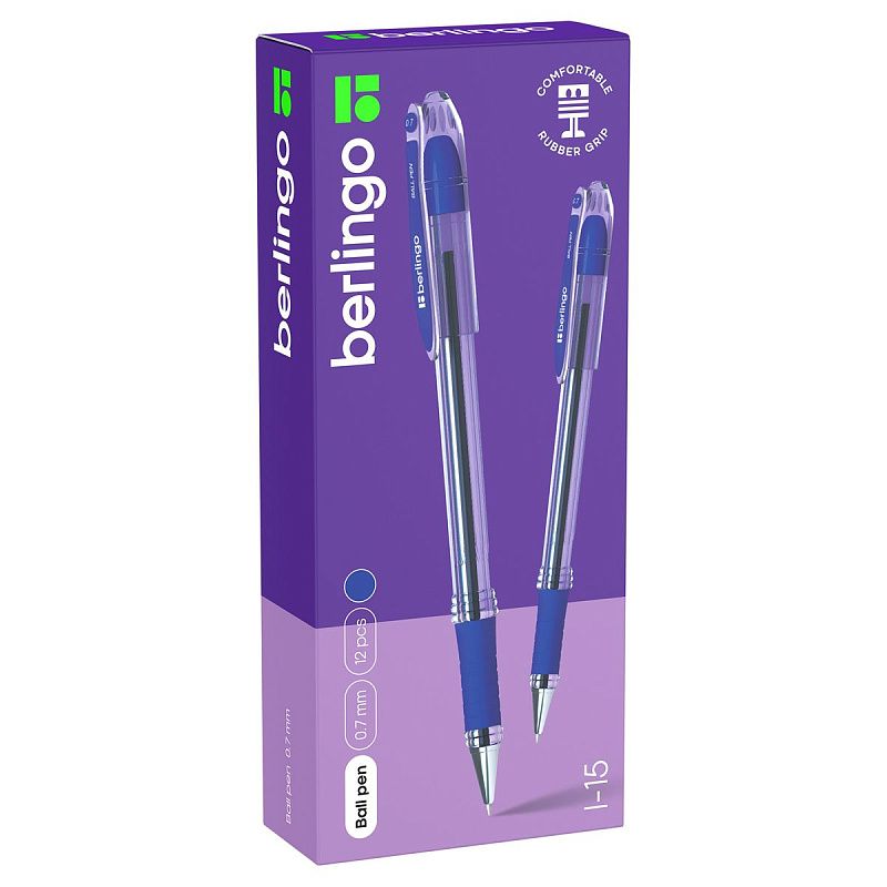 Ручка шариковая Berlingo "I-15" синяя, 0,7мм, грип 