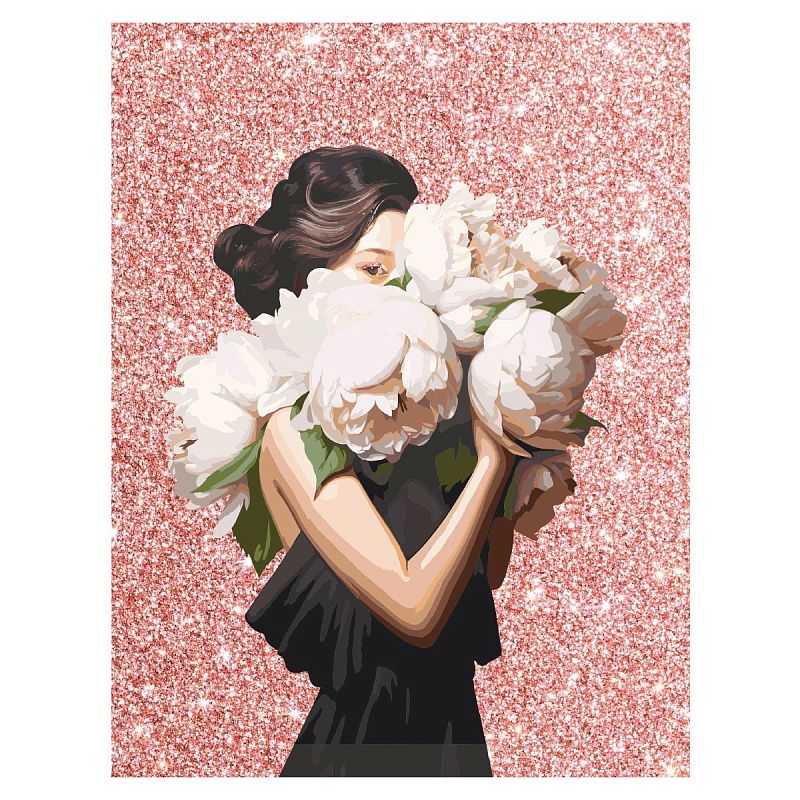 Картина по номерам на холсте с глиттером ТРИ СОВЫ "Тайна взгляда", 30*40, с акриловыми красками и кистями