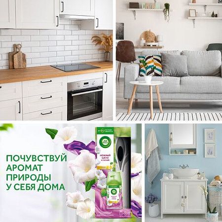 Освежитель воздуха автоматический 250 мл AIRWICK, диспенсер + сменный баллон, "Нежный шелк и лилия", 3222817 
