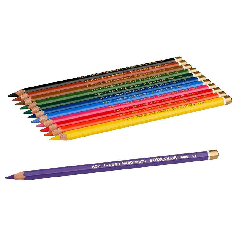 Карандаши цветные художественные Koh-I-Noor "Polycolor", 12цв., заточен., метал. пенал