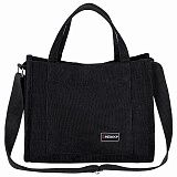 Сумка-шоппер HEIKKI mini, вельвет, карманы, 25х20 см, черный, 272439