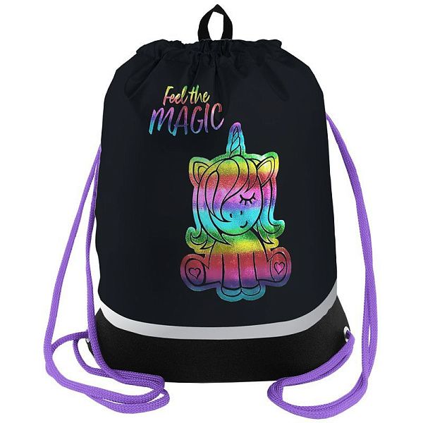 Мешок для обуви 1 отделение Berlingo "Star Unicorn", 510*400мм, расшир. дно, светоотражающая лента, карман на молнии