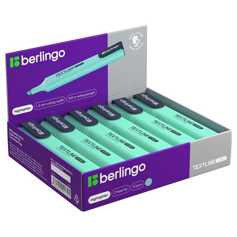 Текстовыделитель Berlingo "Textline HP500" мятный, 1-5мм 