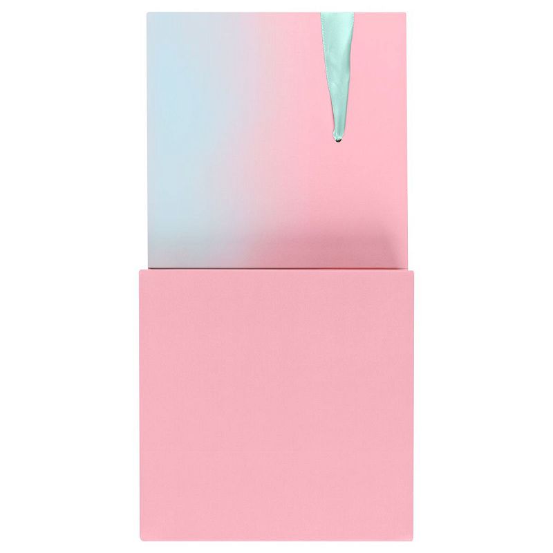 Коробка складная подарочная MESHU "Duotone. Mint-Pink gradient", (15*15*15см), с лентой
