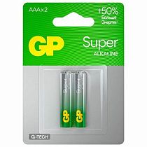 Батарейки КОМПЛЕКТ 2 шт., GP Super, AAA (LR03, 24 А), алкалиновые, мизинчиковые, блистер, 24A-2CR2