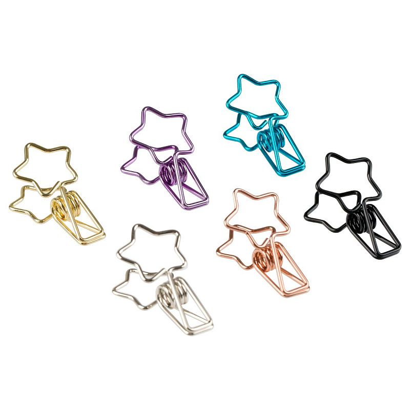 Зажимы для бумаг 33мм, MESHU "Shining Stars", 6шт., ассорти, бокс с европодвесом