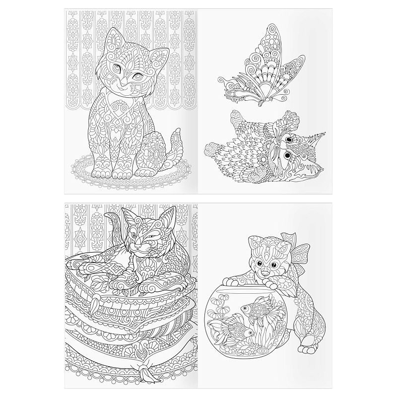 Раскраска А4, 16 стр., ТРИ СОВЫ "Антистресс. Мир кошек"
