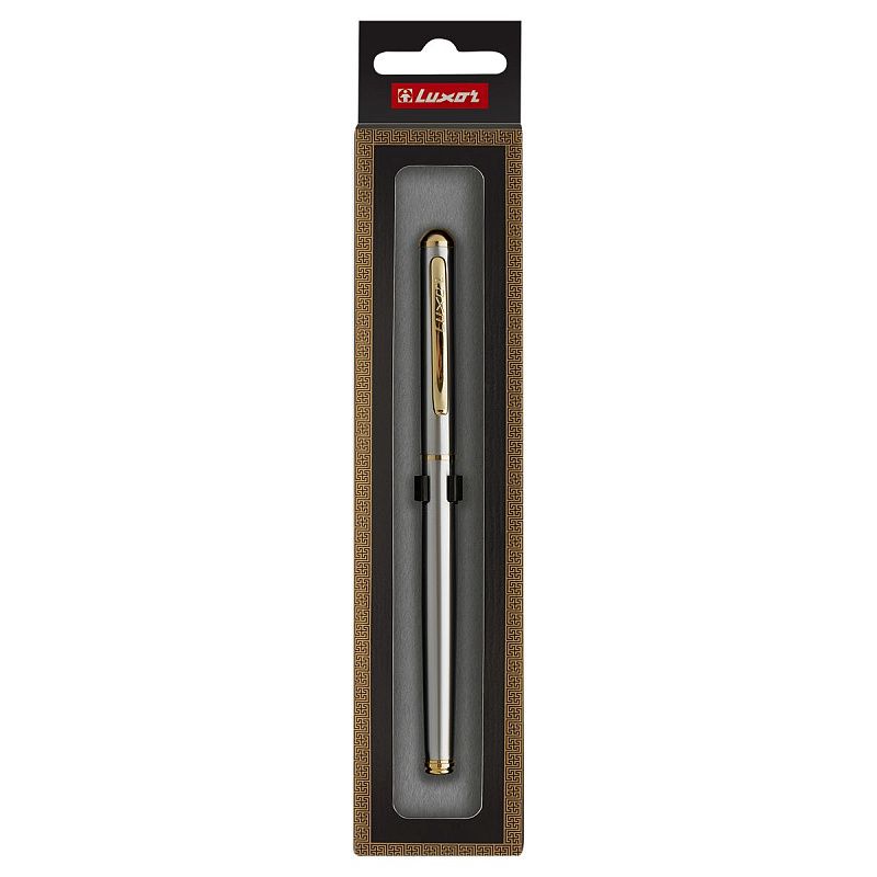 Ручка перьевая Luxor "Marvel" синяя, 0,8мм, корпус хром/золото, футляр 