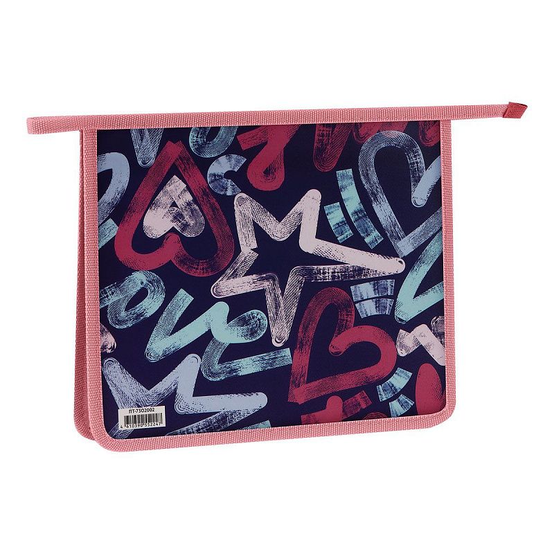 Папка для тетрадей 2 отделения, ArtSpace "Love", А5, пластик, на молнии