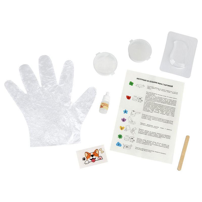 Набор для мыловарения ТРИ СОВЫ "Корги", 1 мыло с картинкой, картонная коробка