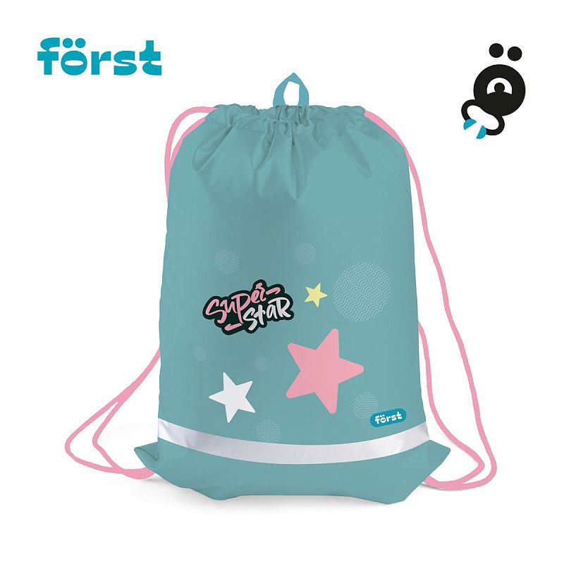 Мешок для обуви 1 отделение Först "Super star", 360*460мм, вентиляционная сеточка, светоотражающая полоса 