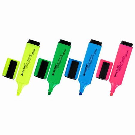 Набор текстовыделителей 4 ЦВЕТА, BRAUBERG "ORIGINAL NEON", линия письма 1-5 мм, 152215 