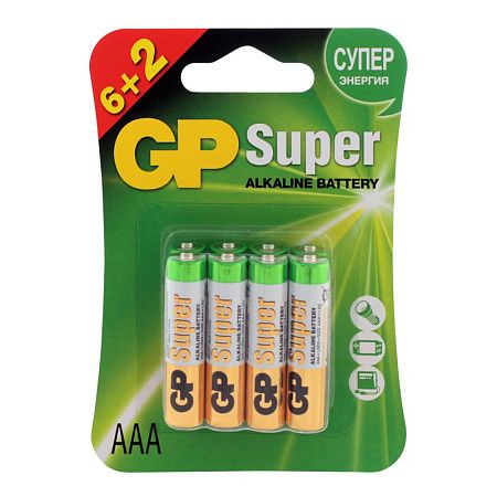 Батарейка GP Super AAA (LR03) 24A алкалиновая, BC8