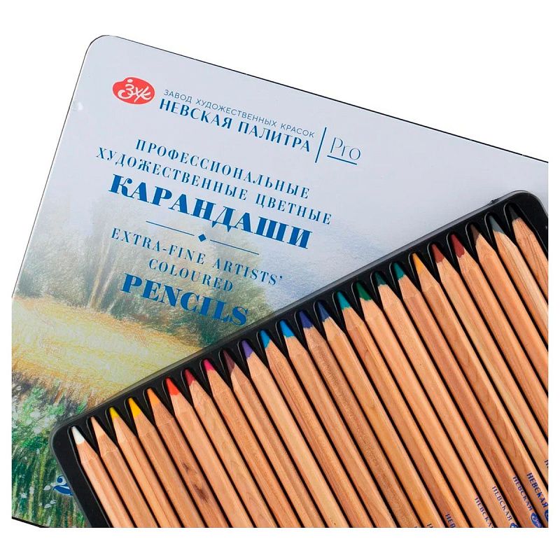 Набор профессиональных цветных карандашей "Мастер-Класс", 24 цвета, в жестяном пенале