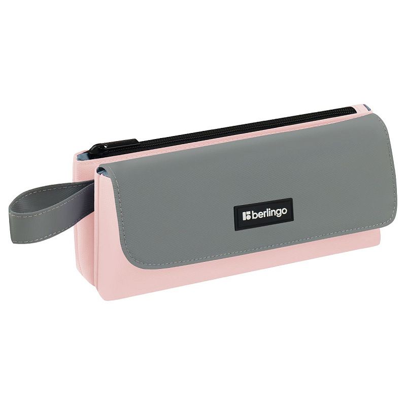 Пенал мягкий 2 отделения, 1 карман, 225*110*45 мм, Berlingo "Flamingo", полиэстер с силиконом