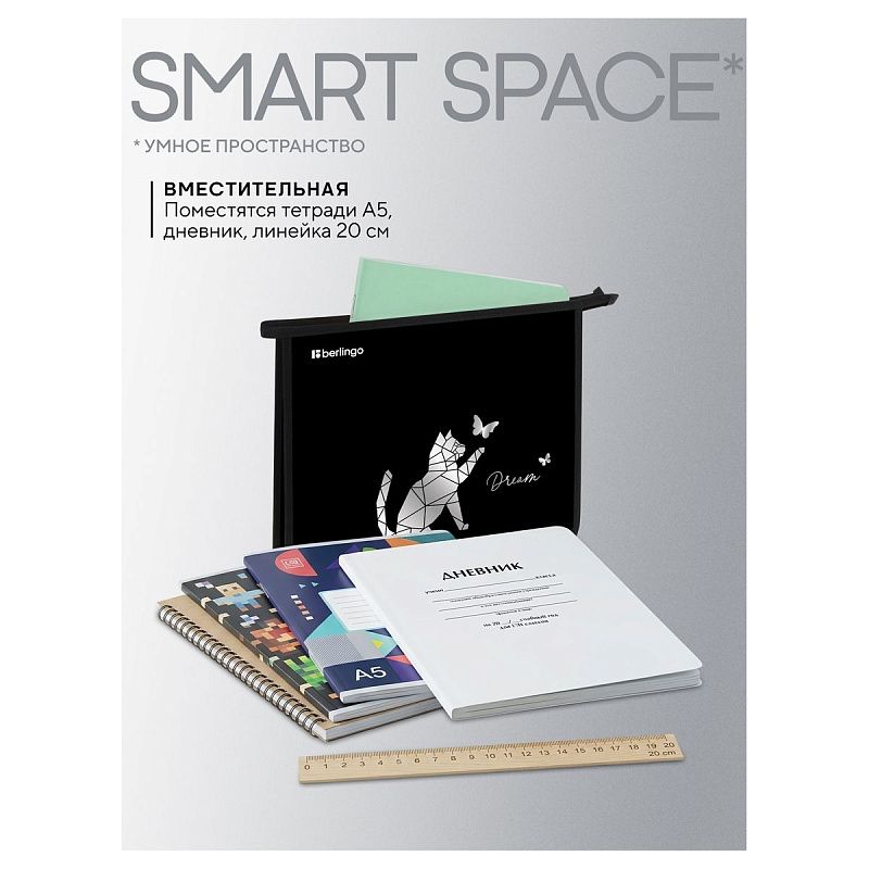 Папка для тетрадей 1 отделение, А5 Berlingo "Dream", 240*205*40мм, пластик, на молнии 