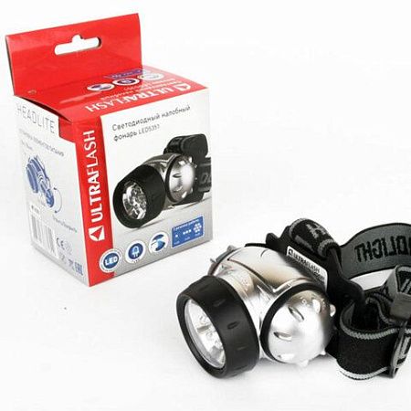 Фонарь налобный ULTRAFLASH 7хLED, 3 режима, питание 3хААА (не в комплекте), LED5351