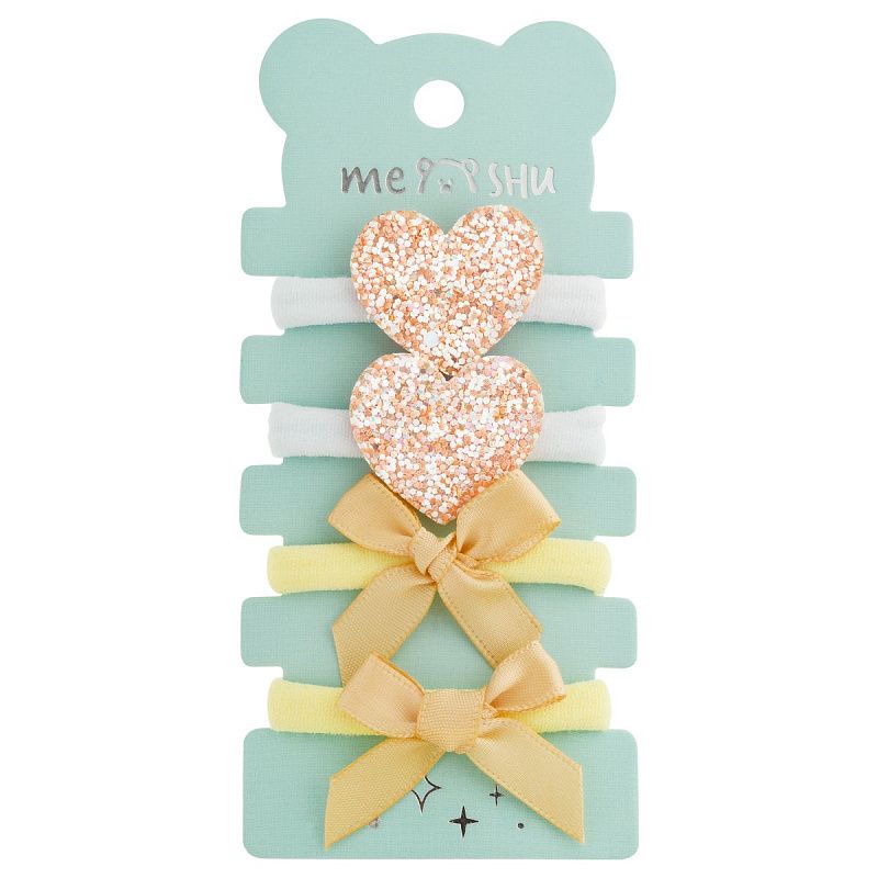 Резинки для волос MESHU, c текстильными топперами, ассорти, 4шт., европодвес