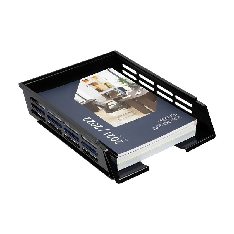 Лоток для бумаг горизонтальный СТАММ "XXL", черный