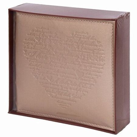 Фотоальбом BRAUBERG "I love you" на 200 фото 10х15 см, под кожу, бумажные страницы, переплет, бокс, 391175