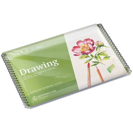 Альбом для рисования 24л., А4, на гребне Greenwich Line "Botanical. Peony", 160г/м2, глянцевая ламинация, перфорация на отрыв