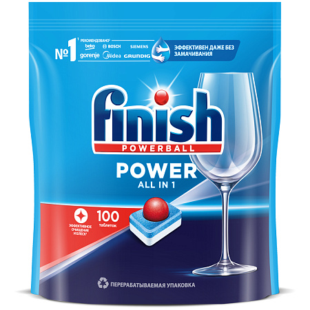 Таблетки для посудомоечной машины Finish Power "All in 1", 100шт. 