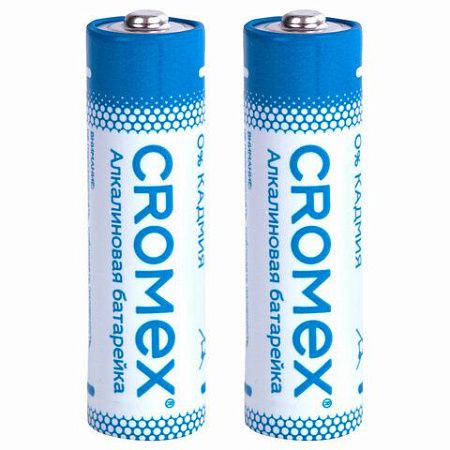 Батарейки алкалиновые "пальчиковые" КОМПЛЕКТ 2 шт., CROMEX Alkaline, АА (LR6,15А), блистер, 457128
