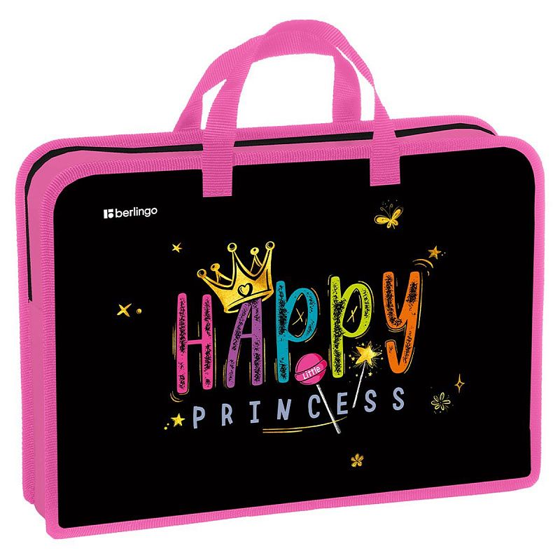 Папка с ручками 1 отделение, А4 Berlingo "Candy Princess", 340*245*75мм, пластик, на молнии