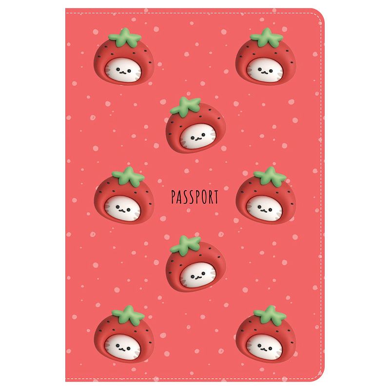 Обложка для паспорта MESHU "Strawberry", ПВХ, 2 кармана 