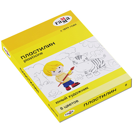 Пластилин Гамма "Юный художник" NEW, 08 цветов, 112г, со стеком, картон. упаковка